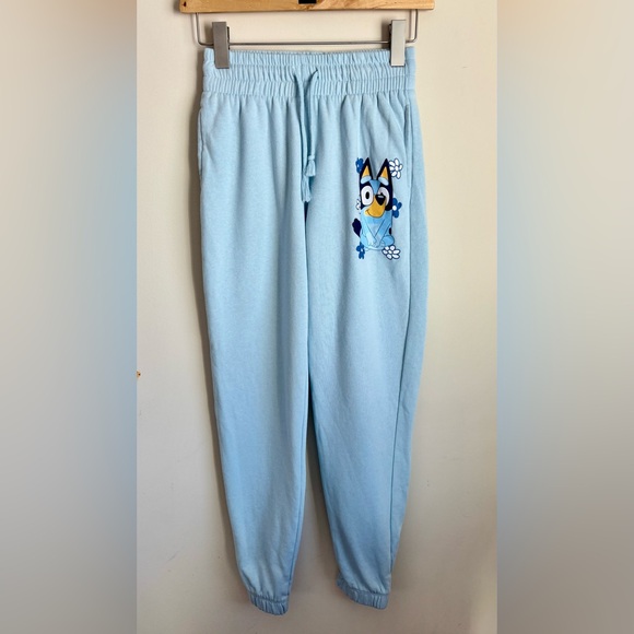 Bluey Sweatpants Kids Light Blue Joggers Logo Unisex Size XXS/ EEC - Picture 1 of 12